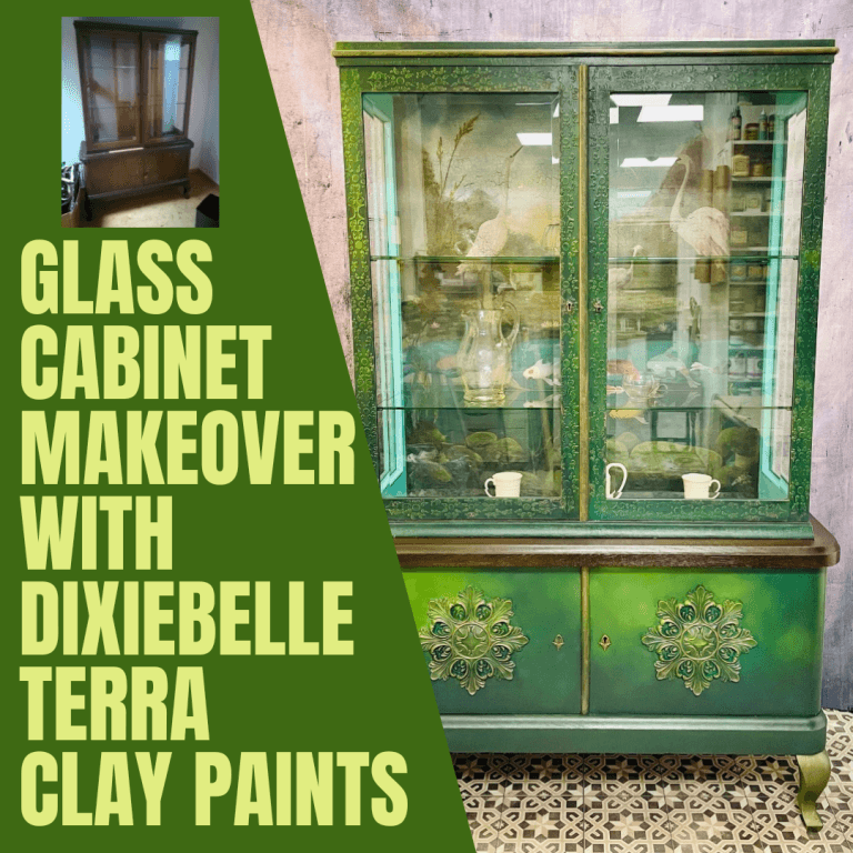 Übersichtsbild Vitrinenmakeover mit Dixiebelle Terra Clay Paints english