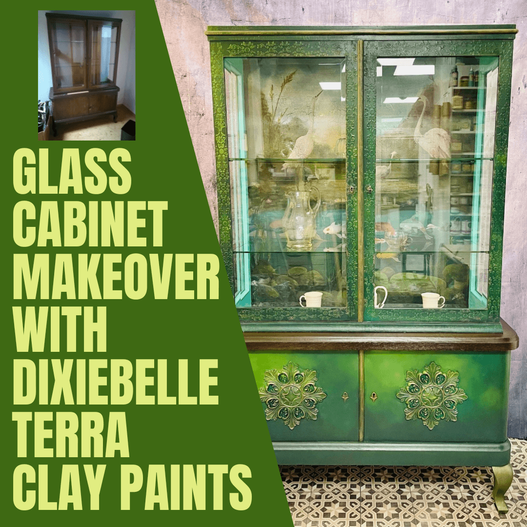 Übersichtsbild Vitrinenmakeover mit Dixiebelle Terra Clay Paints english