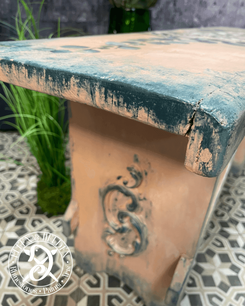 Terra Apricot flower bench side view 4