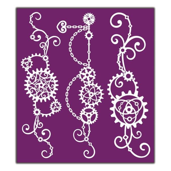 Belles and Whistles Silkscreen stencil steampunk 20x25cm - slightly adhesive - reusable - Image 2