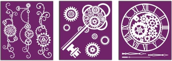 Belles and Whistles Silkscreen stencil steampunk 20x25cm - slightly adhesive - reusable