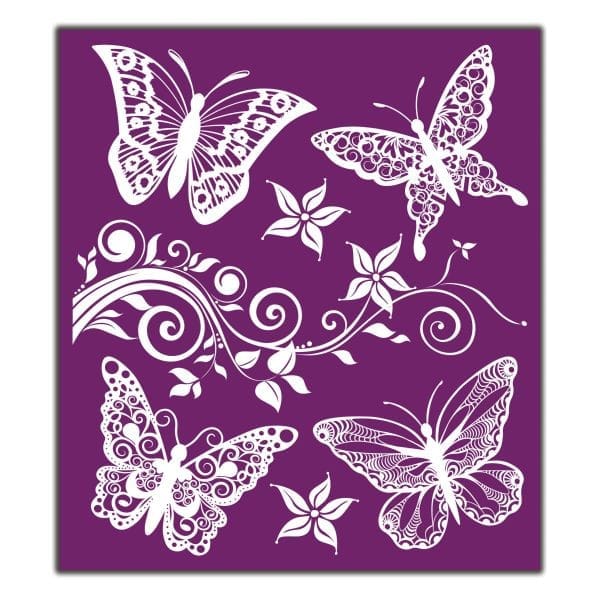 Belles and Whistles Silkscreen Stencil Butterflies 20x25cm - slightly adhesive - reusable - Image 3