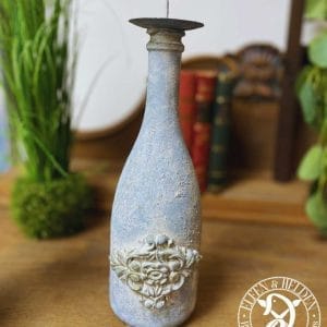 Candlestick Elfen & Helden "French Champagne Dusty Blue" Vintage - hand-painted - unique