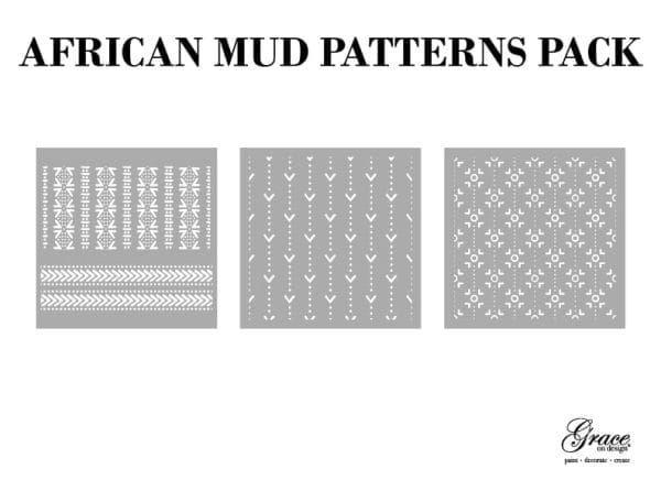Grace on Design Stencil - non-adhesive - reusable - African Mud Pattern 30x30cm - Set of 3