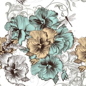 Belles & Whistles Rice Decoupage Paper Blue and Yellow Floral 3 sheets à 30 x 30cm