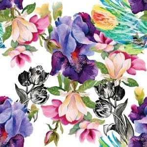 Belles & Whistles Rice Decoupage Paper Colorful Floral with Black and White 3 sheets à 30 x 30cm