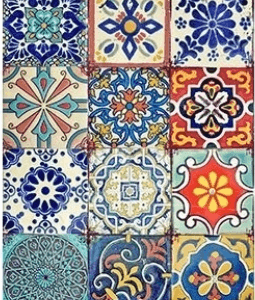 Belles & Whistles Rice Decoupage Paper Colorful Tiles 3 sheets à 30 x 42cm