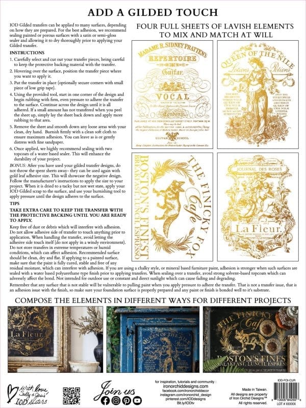 IOD Decor Transfer CURATED SIGNAGE Gold Foil 12 x 16 inch Block - Image 2