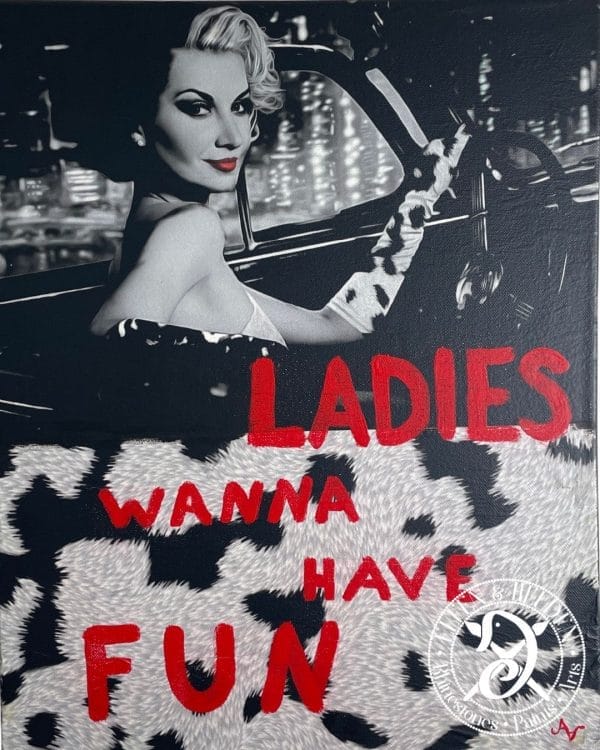 Canvas picture Motivation - Cru Ella Ladies wanna have fun - portrait format 50 x 40 cm