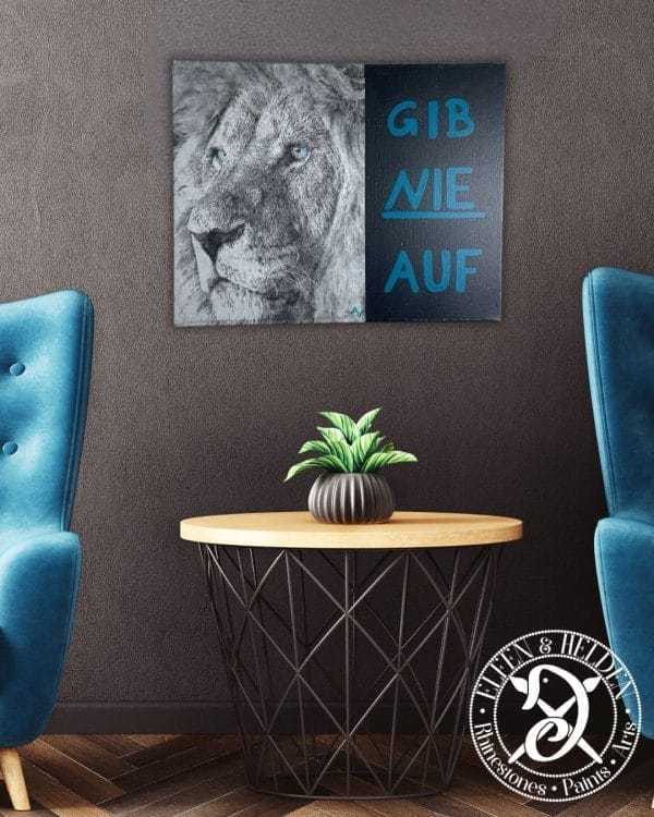 Canvas picture Motivation - Lion Never give up - landscape format 50 x 40 cm - Image 2
