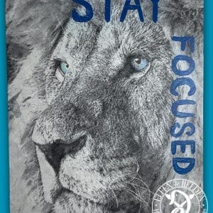Canvas picture Motivation - Lion Stay Focused - portrait format 80 x 60 cm