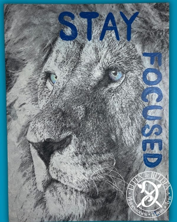 Canvas picture Motivation - Lion Stay Focused - portrait format 80 x 60 cm