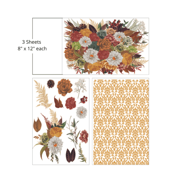 Belles & Whistles Transfer Mid Earthy Bouquet 3 sheets each 20.32 cm x 30.48 cm - Image 2