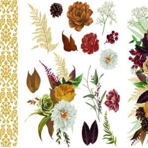 Belles & Whistles Transfer Mid Earthy Bouquet 3 sheets each 20.32 cm x 30.48 cm