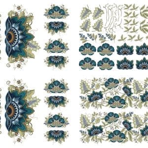 Belles & Whistles Transfer Embroidered Lotus 61 x 81 cm