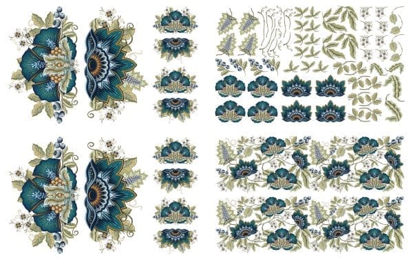 Belles & Whistles Transfer Embroidered Lotus 61 x 81 cm