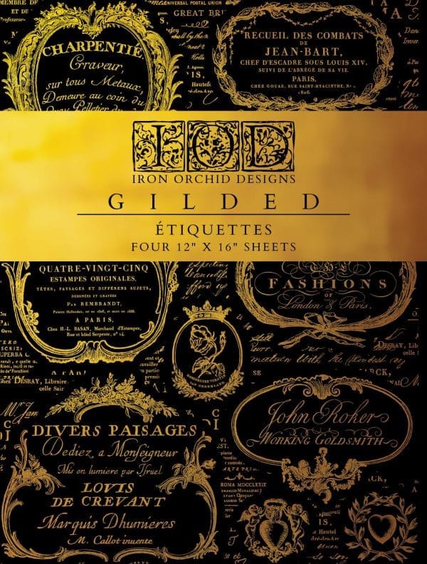 IOD Decor Transfer ÉTIQUETTES Gold Foil 12 x 16 inch Block