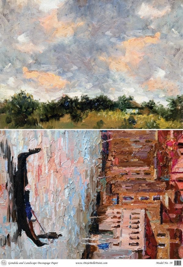 Belles & Whistles Rice Decoupage A1 Gondola and Landscape 59.4 x 84.1 cm