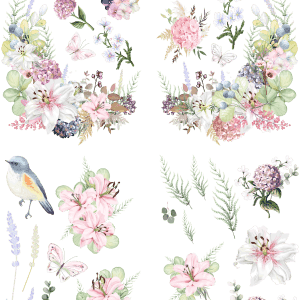 Belles & Whistles Transfer Hydrangea and Lillies 15.24 cm x 30.48 cm