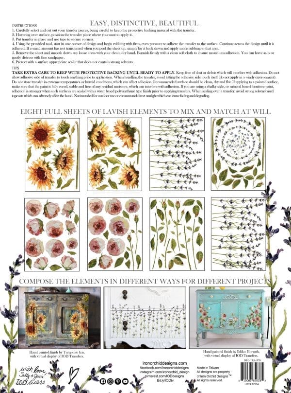 IOD Decor Transfer "Painterly Floral" 12 x 16 inch block - Image 2