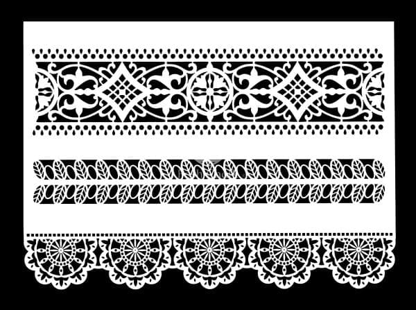 Posh Chalk stencil Lace Border 25x35cm