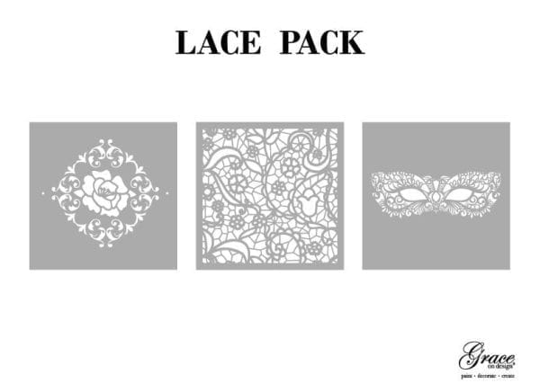 Grace on Design Stencil - non-adhesive - reusable - Lace 30x30cm - Set of 3