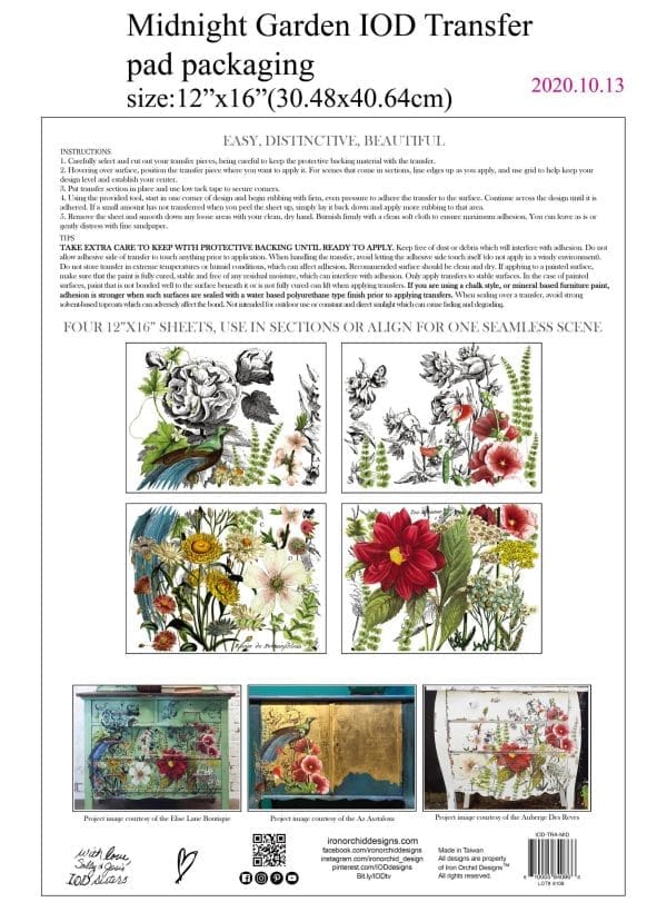 IOD Decor Transfer "Midnight Garden" 12 x 16 inch Block - Image 2
