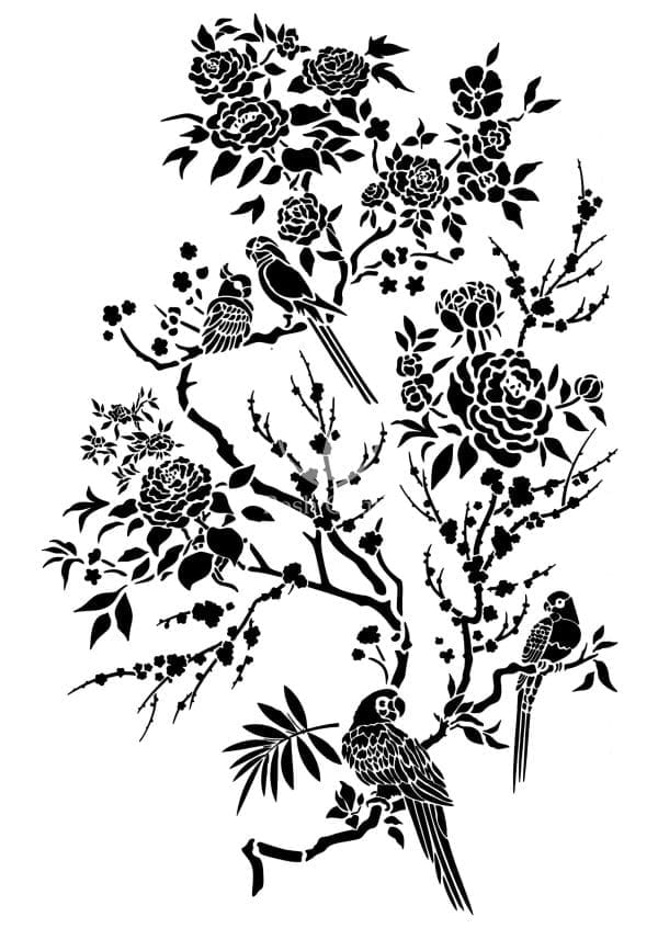 Posh Chalk stencil Oriental Garden 35x50cm