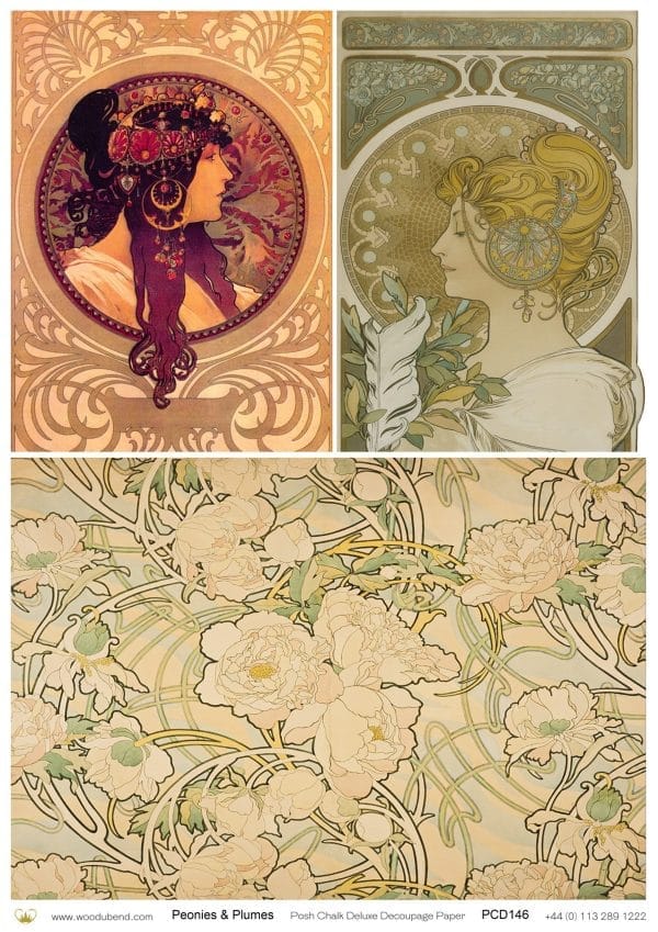 Posh Chalk Deluxe Decoupage PEONIES AND PLUMES