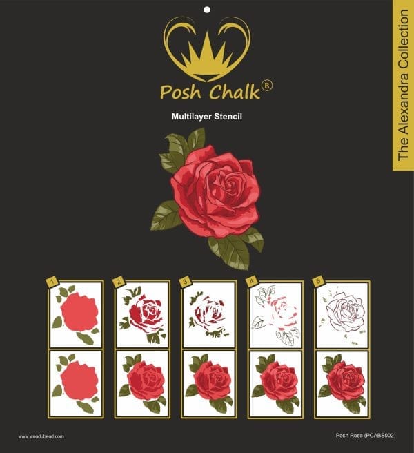 Posh Chalk stencil Posh Rose 30x24cm