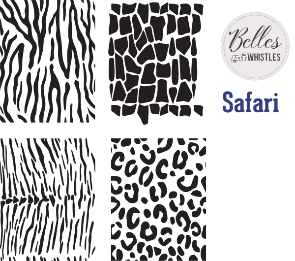 Belles and Whistles stencils set of 4 Safari total size 40x50cm - non-adhesive - reusable