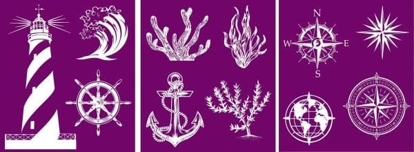 Belles and Whistles Silkscreen stencil Nautical 20x25cm - slightly adhesive - reusable - Image 4