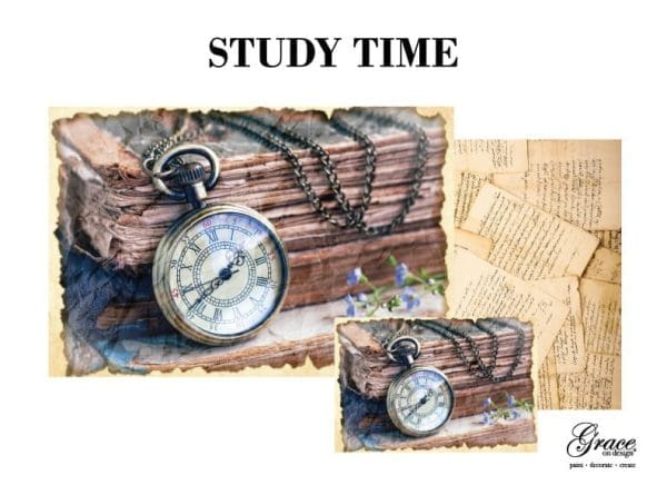 Grace on Design decoupage paper "Study Time" set of 3