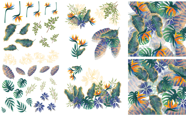 Belles & Whistles Transfer Tropical Leaves 65.5 x 98 cm