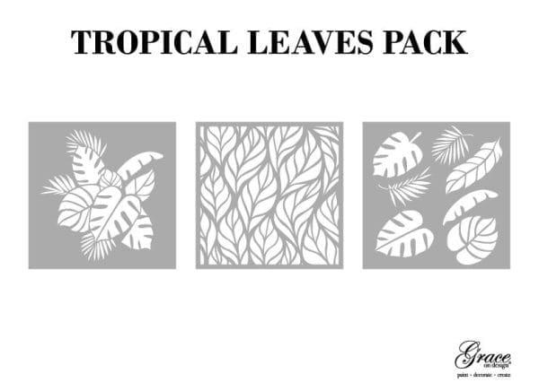 Grace on Design Stencil - non-adhesive - reusable - Tropical Leaves 30x30cm - Set of 3