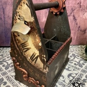 Bottle carrier "Men's handbag" Elfen und Helden "Steampunk" black/copper vintage - hand-painted - unique