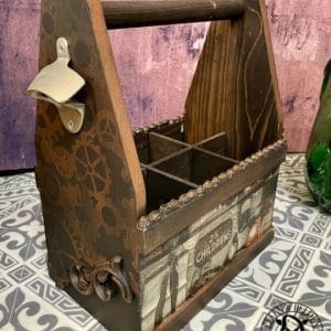 Bottle carrier "Men's handbag" Elfen und Helden "His Curious" Black/Copper Vintage - hand-painted - unique