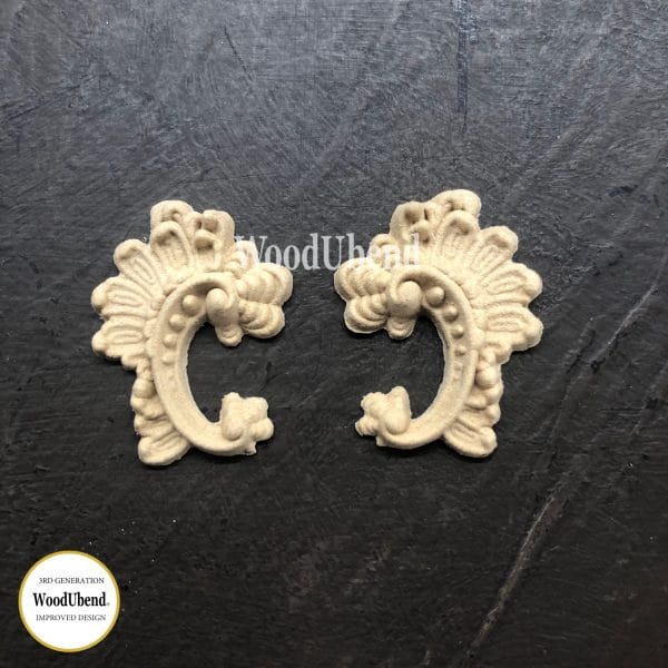 WoodUbend Small Baroque Embellishments WUB2179 4x3cm - Pair