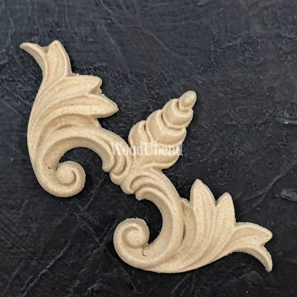WoodUbend Applique Scroll Emblems WUB6104 12 x 6.2 x0.6 cm