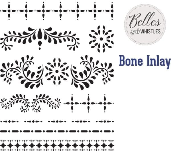 Belles and Whistles Stencil - Non-Adhesive - Reusable - Bone Inlay 40x50cm