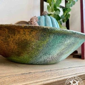 Large ceramic bowl Elfen & Helden "Rusty Stone" Vintage - hand-painted - unique - 42cm