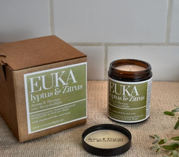 Soy Candle Recycledlight Aroma & Therapy Eucalyptus and Lemon