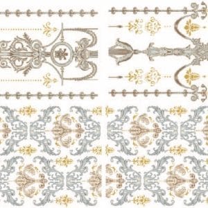 Belles & Whistles Waterslide Transfer Gilded Damask 21 x 29.7 cm