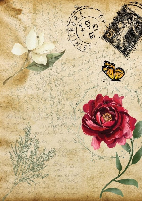 Belles & Whistles Rice Decoupage Paper Old Postcard DIN A3