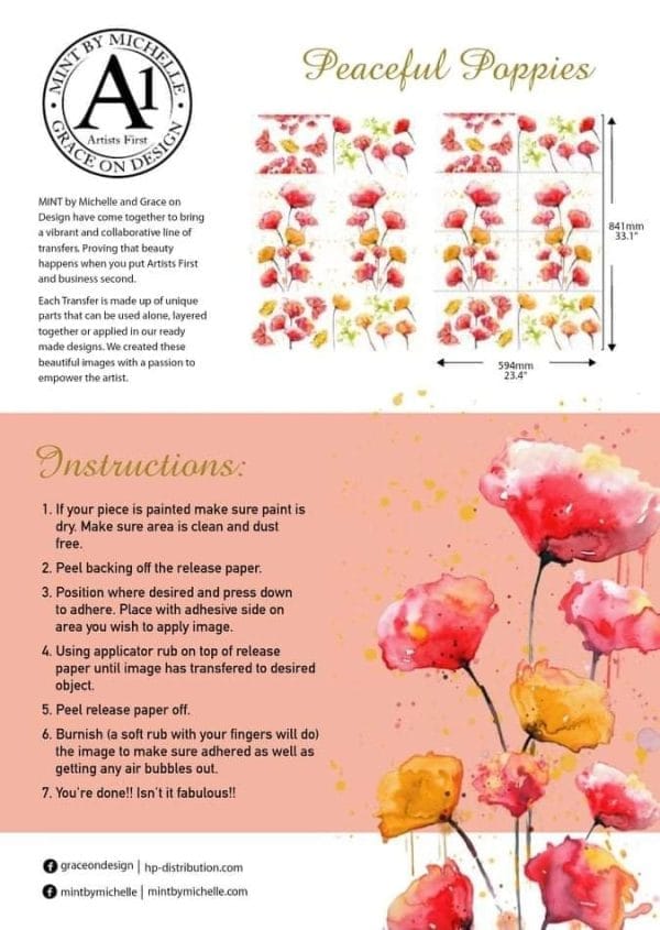 A1 Artists First Transfer Peaceful Poppies
