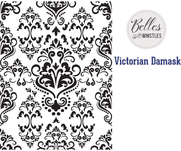 Belles and Whistles Stencil - non-adhesive - reusable - Victorian Damask 40x50cm
